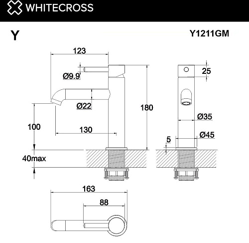Смеситель Whitecross Y 1211GM (оружейная сталь)