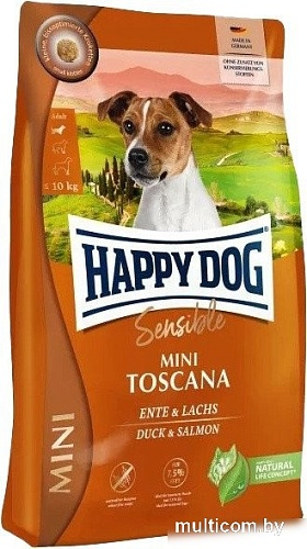 Сухой корм для собак Happy Dog Mini Toscana. Утка и лосось 61300 10 кг