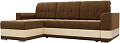 Угловой диван Mebelico Честер 61117 (левый, вельвет коричневый/экокожа бежевый)
