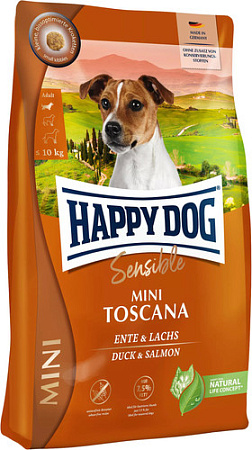 Сухой корм для собак Happy Dog Sensible Mini Toscana (с уткой и лососем) 800 г
