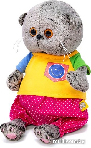Классическая игрушка BUDI BASA Collection Басик Baby в футболке со смайликом BB-084 (20 см)