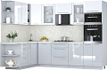 Готовая кухня Интерлиния Мила Пластик 1.88x2.8 LV (белый глянец/туманный глянец/опал светлый)
