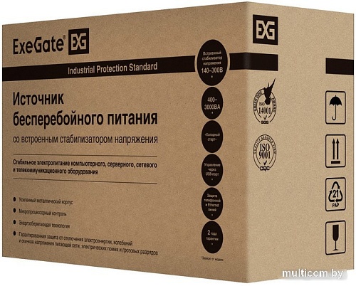 Источник бесперебойного питания ExeGate SpecialPro UNB-2200.LED.AVR.4SH.RJ EP285528RUS