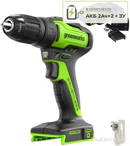 Дрель-шуруповерт Greenworks GD24DD35K2 3704007CUC (с 2-мя АКБ)