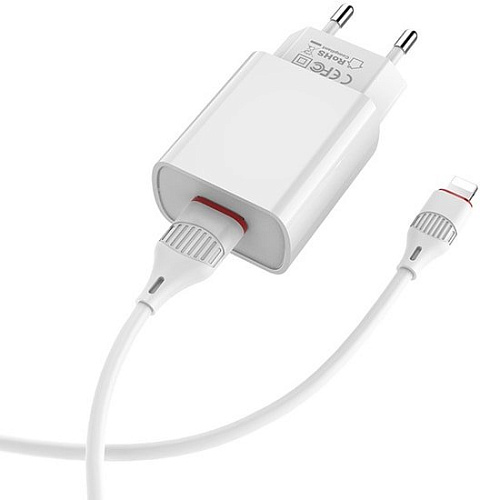 Сетевое зарядное Borofone BA20A Lightning (белый)