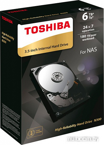 Жесткий диск Toshiba N300 6TB [HDWN160UZSVA]