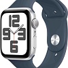 Умные часы Apple Watch SE 2 44 мм (алюминиевый корпус, серебристый/грозовой синий, спортивный силиконовый ремешок S/M)
