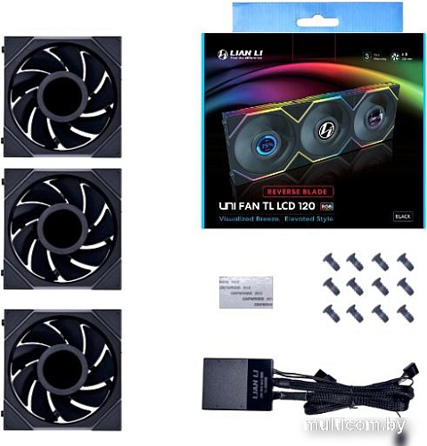 Набор вентиляторов Lian Li Uni Fan TL LCD 120 Reverse Triple Pack G99.12TLLCD3B.00
