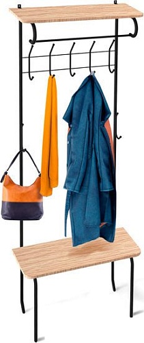 Стойка для одежды Sheffilton SHT-HW1 192404 (черный муар/дуб беленый)