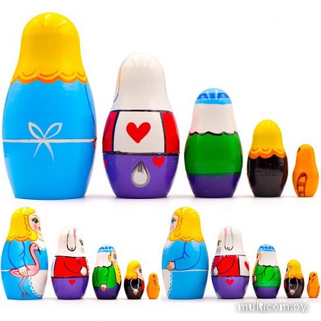 Развивающая игра Брестская Матрешка Алиса в стране чудес (набор 5 шт)