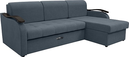 Диван Сириус Лидер-2 с оттоманкой НПБ 250x165 (Eva 10 велюр серый)