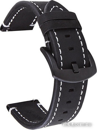 Ремешок Rumi кожаный Leather GT3 20 мм (матовый черный)