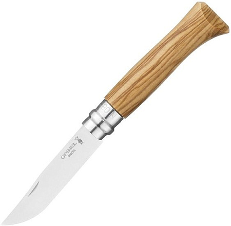 Туристический нож Opinel N°8, нержавеющая сталь, оливковое дерево