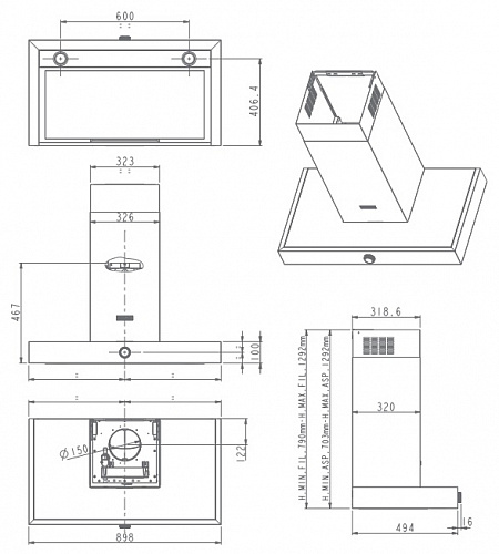 Каминная вытяжка KitchenAid KEWPP 90010