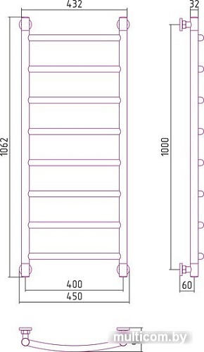Полотенцесушитель Сунержа Галант+ 1000x400 00-0200-1040
