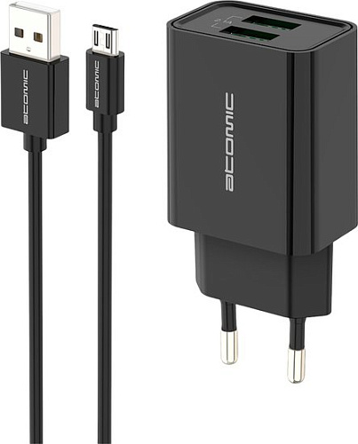 Сетевое зарядное Atomic U400 microUSB (черный)