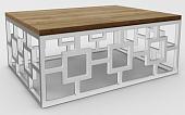 Журнальный столик Hype Mebel Лок 75x100 (белый/дуб галифакс олово)