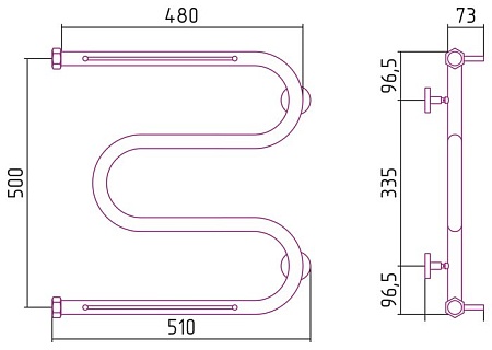Полотенцесушитель Сунержа М-образный 2 полки 500х500 00-0008-5050