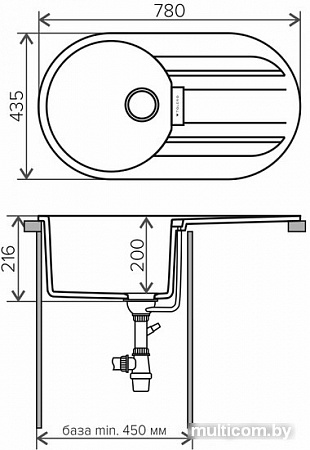 Кухонная мойка Tolero Loft TL-780 (серый металлик)