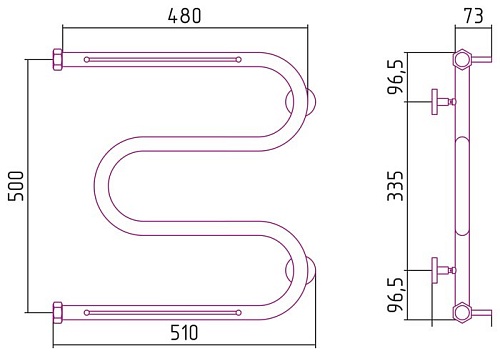 Полотенцесушитель Сунержа М-образный 2 полки 500х500 00-0008-5050