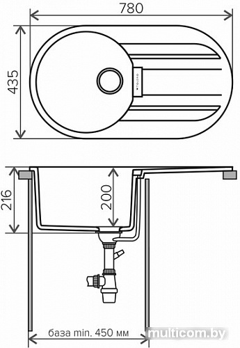 Кухонная мойка Tolero Loft TL-780 (серый металлик)