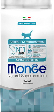 Сухой корм для кошек Monge Kitten Monoprotein Trout 10 кг