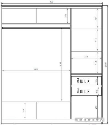 Шкаф-купе Рэйгрупп 203450 VVX Elgon РГ-02.06 (венге/хром)