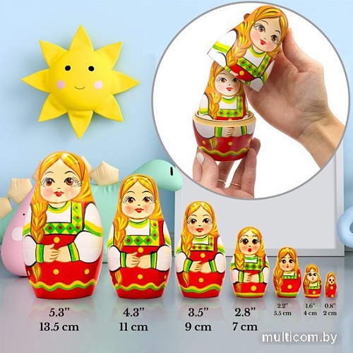 Развивающая игра Брестская Матрешка Девушка в восточном славянском традиционном костюме (набор 7 шт)