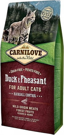 Корм для кошек Carnilove Adult Hairball Control Duck & Pheasant 6 кг