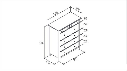 Комод Лузалес Кымор 6 ящиков (черный)