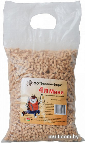 Наполнитель для туалета ЭкоКомфорт Мини Древесный 4 л