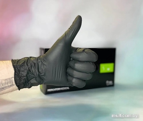 Нитриловые перчатки Mercator Nitrylex PF текстурированные нестерильные неопудренные (S, черный)