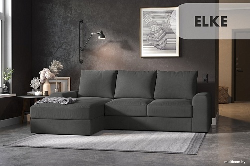 Угловой диван Mio Tesoro Elke Левый (Optima Velutto 32/темно-серый)