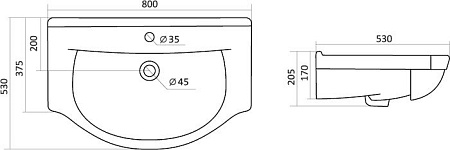 Умывальник Santek Эльбрус-80 80x53 [1.WH10.9.653]