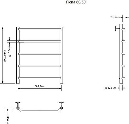 Полотенцесушитель Aquanet Fiona 60x50 281994 (правый)