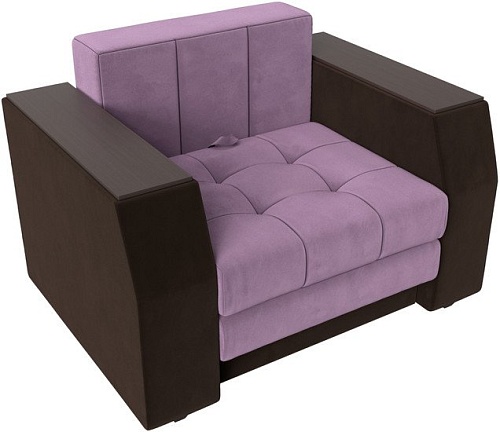Кресло-кровать Лига диванов Атлантида 113868 (микровельвет, сиреневый/коричневый)
