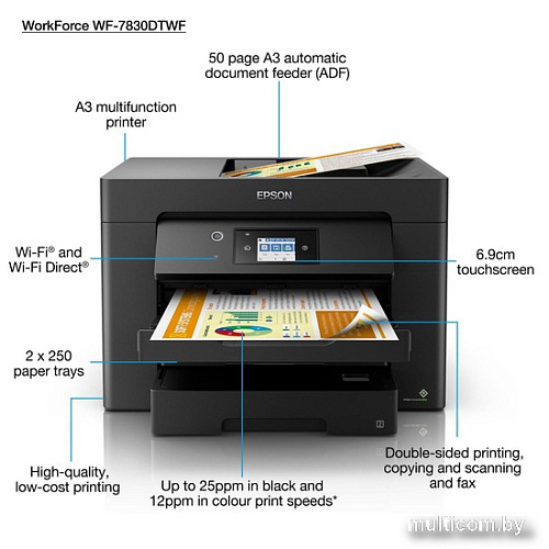 МФУ Epson WorkForce WF-7830DTWF