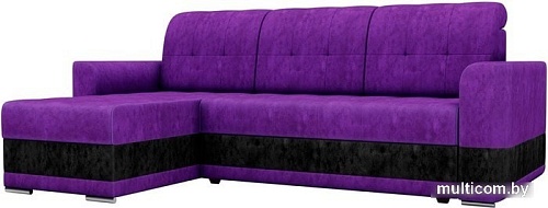 Угловой диван Mebelico Честер 61108 (левый, велюр, фиолетовый/черный)