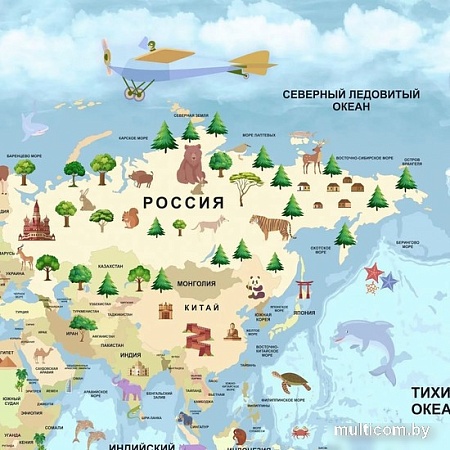 Фотообои Citydecor Детская Карта мира 343 300x260