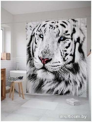 Шторка-занавеска для ванны JoyArty Белый тигр sc_12734