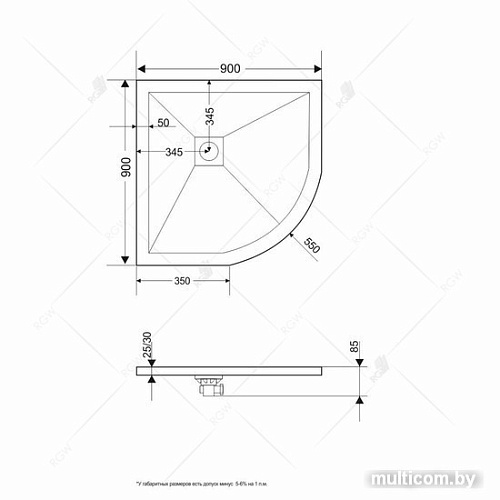 Душевой поддон RGW ST/R-0100G 16153100-02 100x100