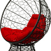 Кресло M-Group Кокос на подставке 11590406 (черный ротанг/красная подушка)