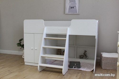 Кровать-чердак Красная звезда Р441 Капризун 2 со шкафом 160x80 (белый)