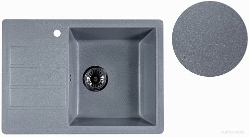 Кухонная мойка Marblan Recta R (серебристый, с сифоном)