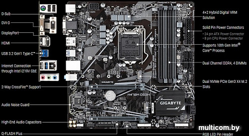 Материнская плата Gigabyte H470M DS3H (rev. 1.0)