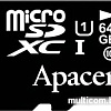 Карта памяти Apacer microSDXC (Class 10) 64GB + адаптер [AP64GMCSX10U1-R]