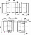 Угловая кухня Интерлиния Мила Лайт 1.2x1.5 (дуб золотой)