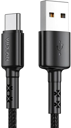 Кабель Vipfan X02 USB Type-A - USB-Type-C (1.8 м, черный)