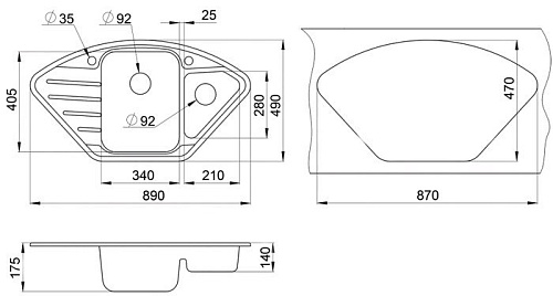 Кухонная мойка Granula 9101 (шварц)