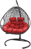 Подвесное кресло M-Group Для двоих Люкс 11510306 (серый ротанг/красная подушка)